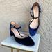 J. Crew Shoes | J. Crew New Navy Midnight Blue Velvet Millie Ankle Strap Heels Mary Janes 9.5 | Color: Blue | Size: 9.5