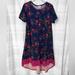 Lularoe Dresses | Lularoe Carly Style Colorful Pink Navy High Low Swing T-Shirt Dress Women's S | Color: Blue/Pink | Size: S