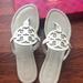 Tory Burch Shoes | Brand New Tory Burch Miller Leather Sandals Shoes Meadow Mist Size 9 Light Green | Color: Green | Size: 9