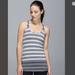 Lululemon Athletica Tops | Lululemon Cool Racerback Marshmallow Stripe Heathered Sand Dune Black Tank Top | Color: Black/Gray | Size: 6