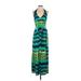 Sheri Martin New York Woman Casual Dress - Maxi: Teal Tie-dye Dresses - Women's Size 8 Petite