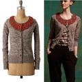 Anthropologie Sweaters | Anthropologie Moth Jeweler’s Choice Beaded Heather Brown Crop Cardigan - S | Color: Brown/Tan | Size: S