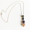Anthropologie Jewelry | Multi-Color Gemstone Sterling Silver Necklace / Fashion Costume Jewelry | Color: Gold/Purple | Size: 22 Inch