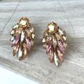 Anthropologie Jewelry | New ~ Anthropologie Ettika "Cry Me A River" Peachy Pink Crystal Drop Earrings | Color: Gold/Pink | Size: Os