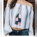 Anthropologie Tops | New Anthropologie Lilka Pom Pom Crop Blouse | Color: Blue/White | Size: S