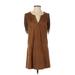 Express Casual Dress - Shift V Neck Short sleeves: Brown Print Dresses - Women's Size Small