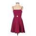 Oh My Love London Casual Dress - Mini Square Sleeveless: Burgundy Solid Dresses - Women's Size Small