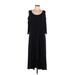 NY Collection Casual Dress - A-Line Scoop Neck Sleeveless: Black Solid Dresses - Women's Size 1X