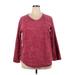 St. John's Bay Pullover Sweater: Burgundy Print Tops - Women's Size 2X-Large