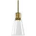 Zigrina 7" LED 3CCT Clear Bell Glass Pendant Light, Aged Brass Metal F