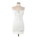 Heart & Hips Casual Dress - Bodycon Tie Neck Sleeveless: White Print Dresses - Women's Size Large