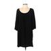 Glam Casual Dress - Shift Scoop Neck 3/4 sleeves: Black Solid Dresses - Women's Size Large