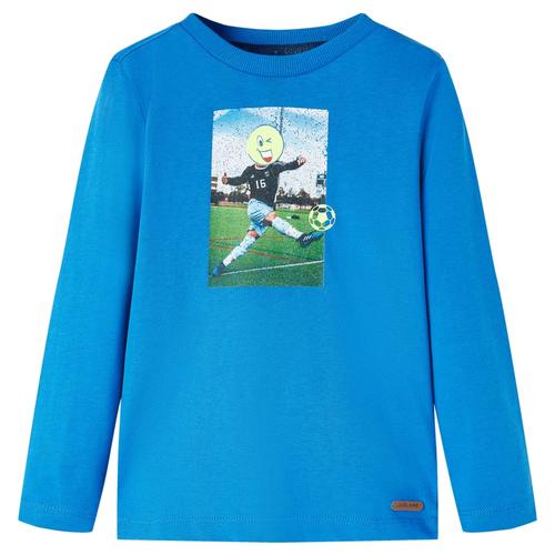 vidaXL Kinder-Langarmshirt mit Fußballspieler-Aufdruck Kobaltblau 140