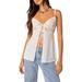 Mimosa Tie Front Lace Trim Camisole