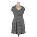 Leota Casual Dress - Mini V Neck Short sleeves: Black Print Dresses - Women's Size 16 Tall