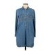 Gap Casual Dress - Shirtdress Collared Long sleeves: Blue Print Dresses - Women's Size Medium