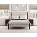 Modern 3 Pieces Bedroom Sets Walnut Pine Wood Queen Size Platform Bed Frame with 2 Nightstands and Upholstered Headboard