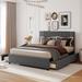 Linen Fabric Upholstered Bed Frame, Classic Full/ Queen Size Upholstered Platform Bed Frame with 4 Drawers and Headborad