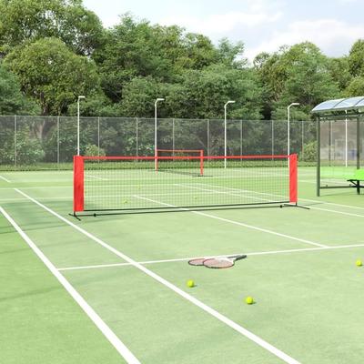 vidaXL Portable Tennis Net Pickleball Volleyball Net Black and Red Polyester