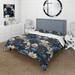 Designart "Cobalt Foliage Victorian Pattern III" Cottage Bed Cover Set With 2 Shams