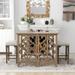 3-Piece Solid Wood Counter Height Dining Set with 2 Saddle Stools