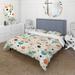 Designart "Blue Funky Polka Dot Floral Delights" Floral Bedding Cover Set With 2 Shams