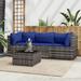 vidaXL Patio Lounge Set with Cushions Brown/Black/Gray Poly Rattan