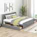 Wooden Platform Bed with Four Storage Drawers and Support Legs