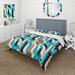 Designart "Blue And White Futuristic Lined Mirage " White Modern Bedding Set With Shams