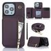 for iPhone 13 Pro Max Case Wallet for Women Removable Adjustable Shoulder Strap Flip PU Leather Slim Back Zipper Purse Case with Card Slot Holder Stand RFID Blocking Magnetic Buttons Purple