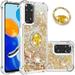 for Xiaomi Redmi Note 11 4G Glitter Case with Ring Holder Bling Sparkle Floating Liquid Soft TPU Cushion Fashion Clear Case Cover for Xiaomi Redmi Note 11 4G/Redmi Note 11S Gold