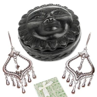 Classic Adoration,'Barro Negro Sun Box and Polished Earrings Curated Gift Set'