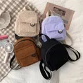 Mini sac à dos en velours côtelé pour femme cartable pour femme monochrome grande capacité