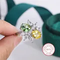 Bague en argent regardé 925 pour femme bijoux de fête de luxe vert jaune non-jaune cadeau