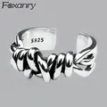 Foxanry Silver Color Vintage Woven Winding Rings pour femmes Ligne Knotted Opening Thai Silver