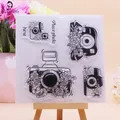 Tampons Transparents en Silicone pour Scrapbooking Fleurs Caméra Place Photo Ici Carte Album