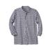 Men's Big & Tall Stretch Knit Long Sleeve Buttondown by KingSize in Navy Gingham (Size 2XL)