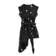 Women's Black Vest With Asymmetrical Lines And With Bees Embroidery Extra Small Izabela Mandoiu