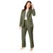 Plus Size Women's Single-Breasted Pantsuit by Jessica London in Dark Olive Green Pinstripe (Size 22 W) Set