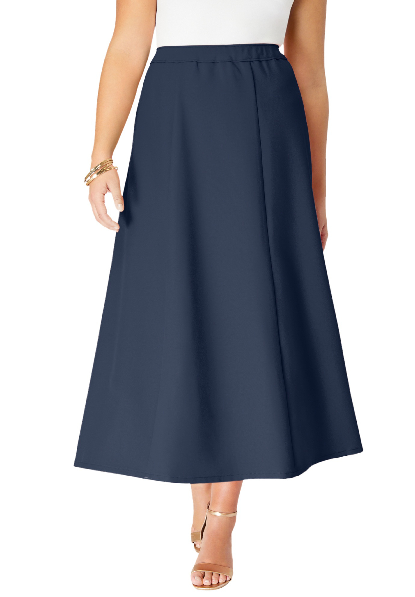 Plus Size Women's Plus Size Bend Over® A Line Skirt by Roaman's in Navy (Size 32 W)