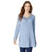 Plus Size Women's Lace-Trim Pointelle Sweater by Roaman's in Pale Blue (Size 18/20)