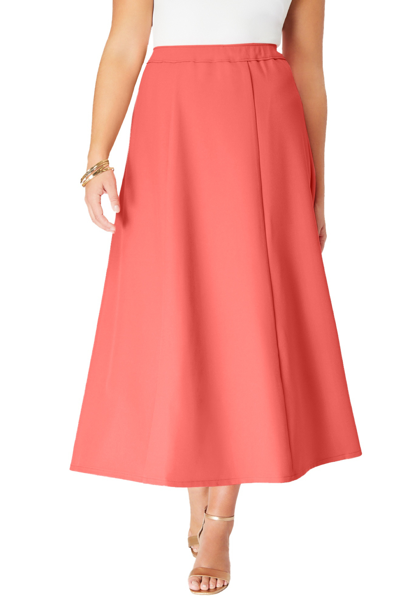 Plus Size Women's Plus Size Bend Over® A Line Skirt by Roaman's in Sunset Coral (Size 20 W)