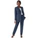 Plus Size Women's Double-Breasted Pantsuit by Jessica London in Navy Classic Grid (Size 12 W) Set