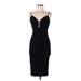Haute Monde Casual Dress - Bodycon Plunge Sleeveless: Black Print Dresses - Women's Size Medium