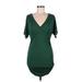 Patty Boutik Casual Dress: Green Solid Dresses - Women's Size Medium