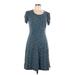 Lark & Ro Casual Dress - A-Line Scoop Neck Short sleeves: Teal Dresses - Women's Size 10