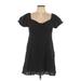 Wild Fable Casual Dress - Mini V Neck Short sleeves: Black Dresses - Women's Size Large