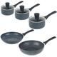 Russell Hobbs COMBO-8712A 5 Piece Pan Set – Non-Stick Cookware with Saucepans, Frying Pan, Stir Fry Pan, Induction Suitable Aluminium Pots & Pans, Soft Touch Stay Cool Handles, Nightfall Stone, Blue