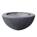 allpondsolutions Bowl Stone Water Feature with LED Light - Dark Grey | Modern Garden Fountain Water Feature, Outdoor, Self Contained - 50.5 x 50.5 x 24.5cm