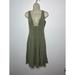 Free People Dresses | Free People Khaki Green Size Small Jersey Dress Deep V Neck Open Back | Color: Green | Size: Small